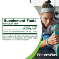 Thumbnail for NaturesPlus Mega Zinc 100 mg Sustained Release - 90 Tablets - Vegetarian, Gluten Free - 90 Servings