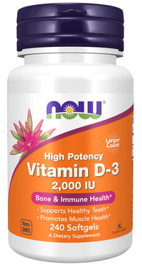 Thumbnail for NOW Foods Supplements, Vitamin D-3 2,000 IU, High Potency, Structural Support*, 240 Softgels