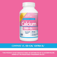 Thumbnail for 21st Century Vitamins Calcium 500 Plus Extra D Caplets, 400 Count
