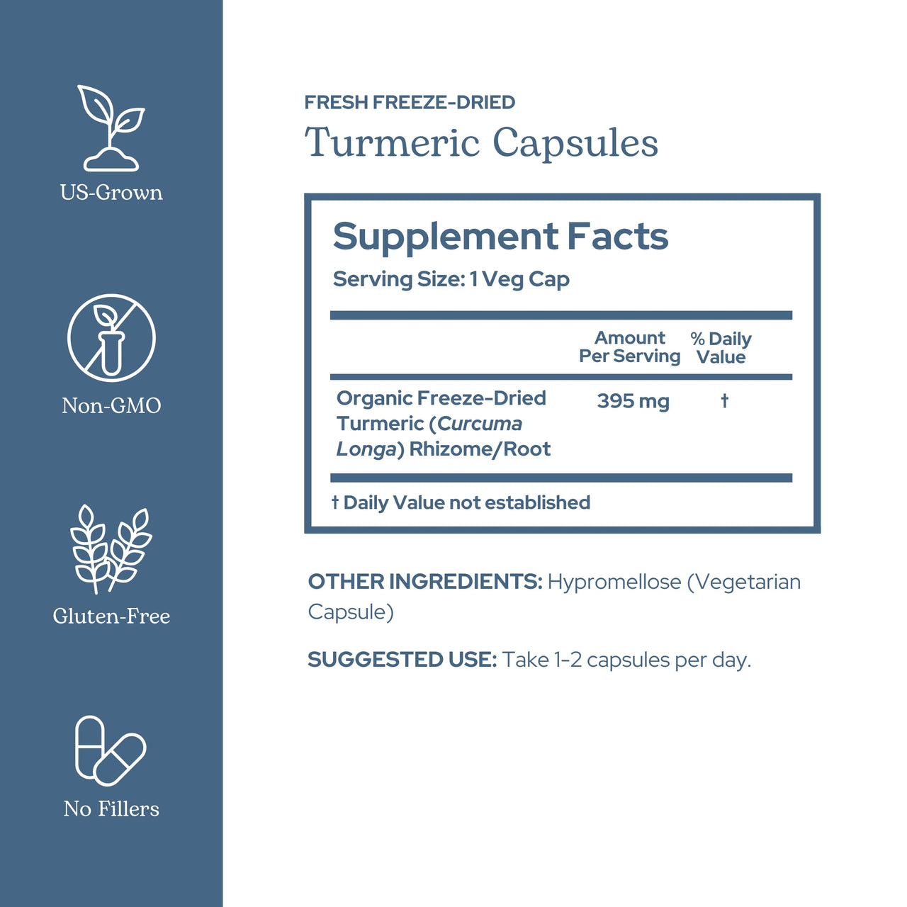 Eclectic Herb - Organic Turmeric Capsules | Musculoskeletal System & Joint Health Support | Herbal Supplement | Vegan, Non-GMO, Gluten Free, Freeze-Dried (90 CT | 395 mg)