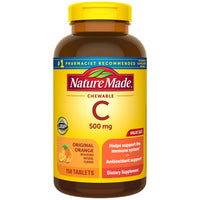 Thumbnail for Nature Made Chewable Vitamin C 500 mg, Dietary Vitamin C Supplement for Immune Support, 150 Tablets, 150 Day Supply