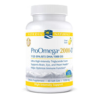 Thumbnail for Nordic Naturals ProOmega 2000-D - Fish Oil, 1125 mg EPA, 875 mg DHA, 1000 IU Vitamin D3, Cardiovascular, Neurological, Eye, and Immune Health, Lemon Flavor, 60 Soft Gels