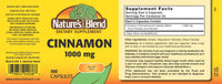 Thumbnail for Nature's Blend Cinnamon 1,000 mg 100 Caps