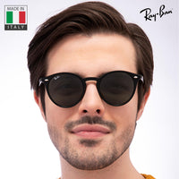 Thumbnail for Ray-Ban RB2180 Round Shaped Non-Polarized Sunglasses for Men & Women – Includes Official RAYBAN Eyewear Kit – Ideal Formal & Casual Wear Sunglasses – Dark Green Lens