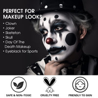 Thumbnail for BOBISUKA Black White Face Paint Stick with Setting Powder Set, Eye Black Sticks for Sports, Body Paints for Clown Skeleton Vampire Skull Cosplay Special Effects Costume SFX Halloween Makeup Kit