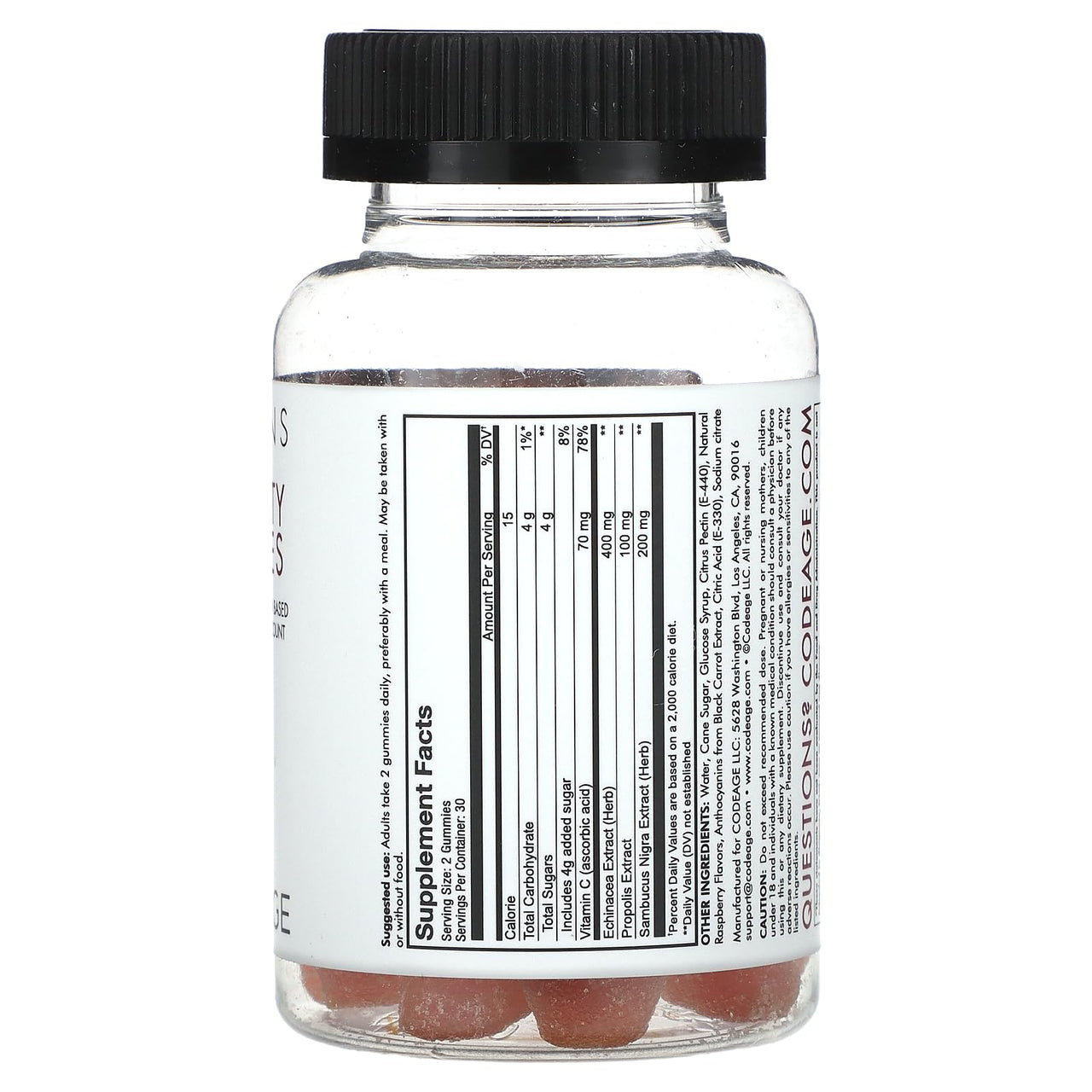 Codeage, Immunity Gummies Raspberry, 60 Count