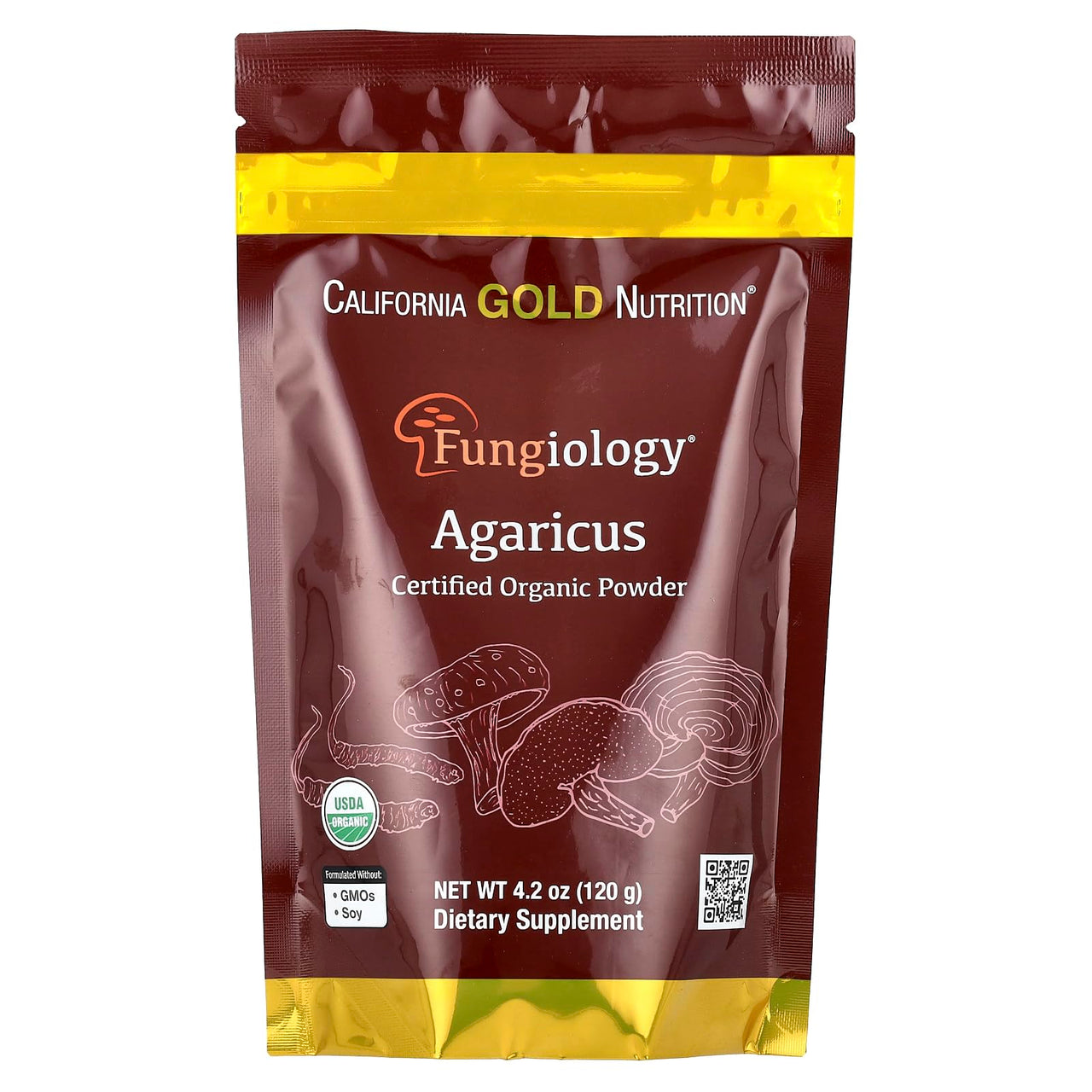 California Gold Nutrition Fungiology®, Certified Organic Agaricus Powder, 4.2 oz (120 g)
