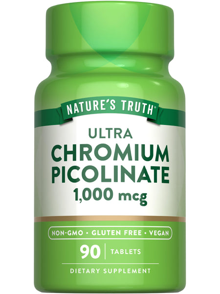 Nature's Truth Ultra Chromium Picolinate 1000mcg | 90 Tablets | Vegan, Non-GMO & Gluten Free Supplement