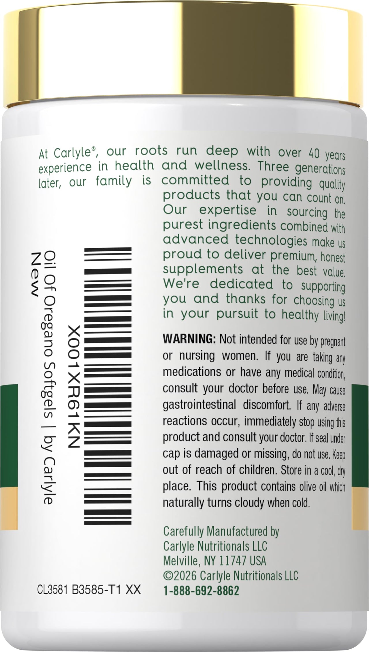 Carlyle Oregano Oil Supplement | 150 Softgel Capsules | Contains Carvacrol | Non-GMO & Gluten Free Formula