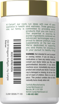 Thumbnail for Carlyle Oregano Oil Supplement | 150 Softgel Capsules | Contains Carvacrol | Non-GMO & Gluten Free Formula