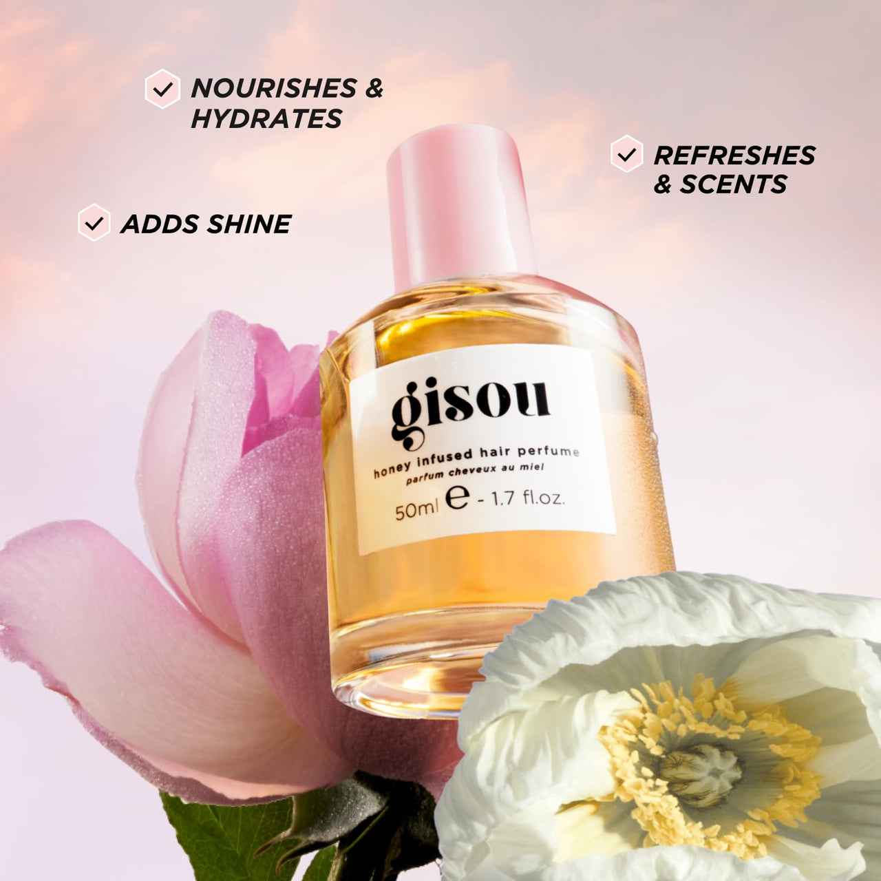 Gisou Honey Infused Hair Perfume Mini – Long-Lasting Hair Fragrance with Mirsalehi Honey & Argan Oil, Wildflower Honey, 0.5 Fl Oz