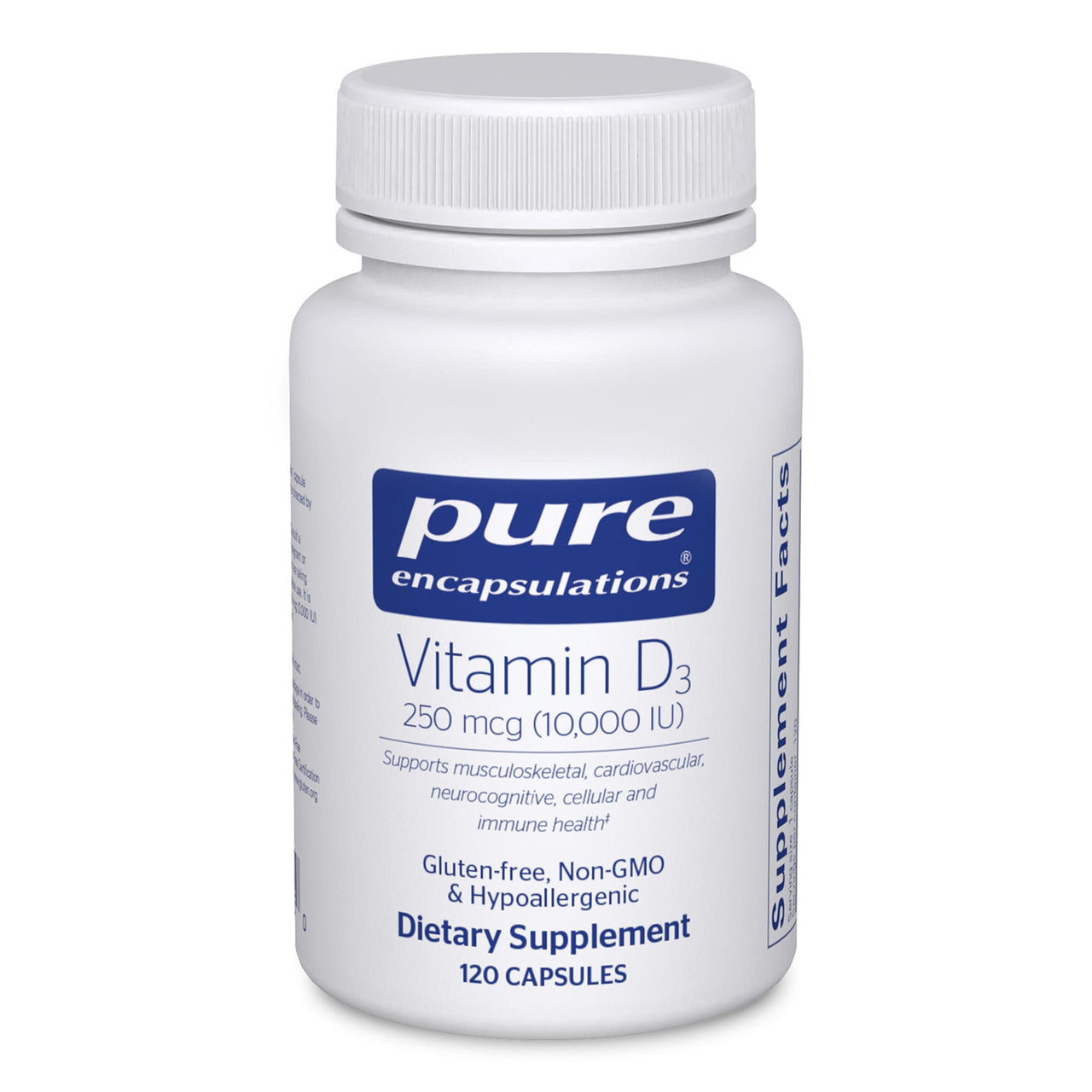 Pure Encapsulations Vitamin D3 250 mcg (10,000 IU) - Supplement to Support Bone, Joint, Breast, Heart, Colon & Immune Health* - with Premium Vitamin D - 120 Capsules