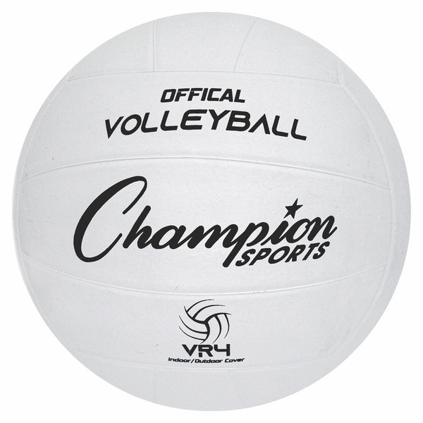 Champion Sports Rubber Volleyball, Official Size, for Indoor and Outdoor Use - Durable, Regulation Volleyballs for Beginners, Competitive, Recreational Play - Premium Volleyball - White, VR4, 1 Set