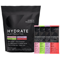 Thumbnail for Sports Research® Creamy Vanilla Whey Protein (63 Servings), Variety Hydrate Electrolytes with Vitamins & Minerals (16 Packets) and Creatine Monohydrate (100 Servings)