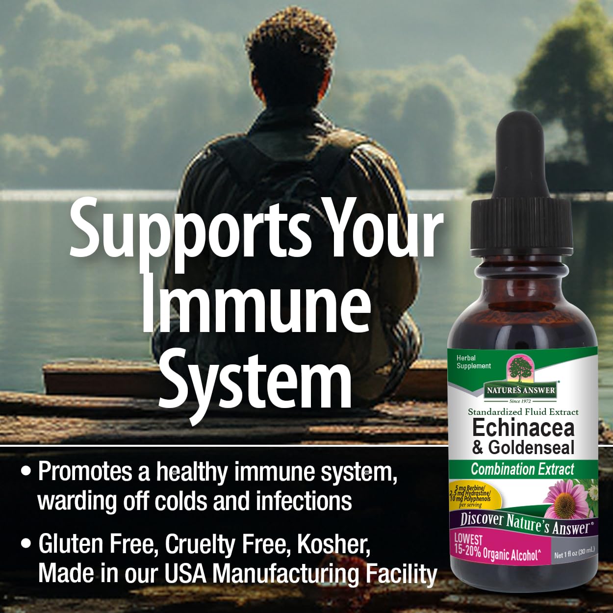 Nature's Answer Echinacea and Goldenseal with Organic Alcohol, 1-Fluid Ounce