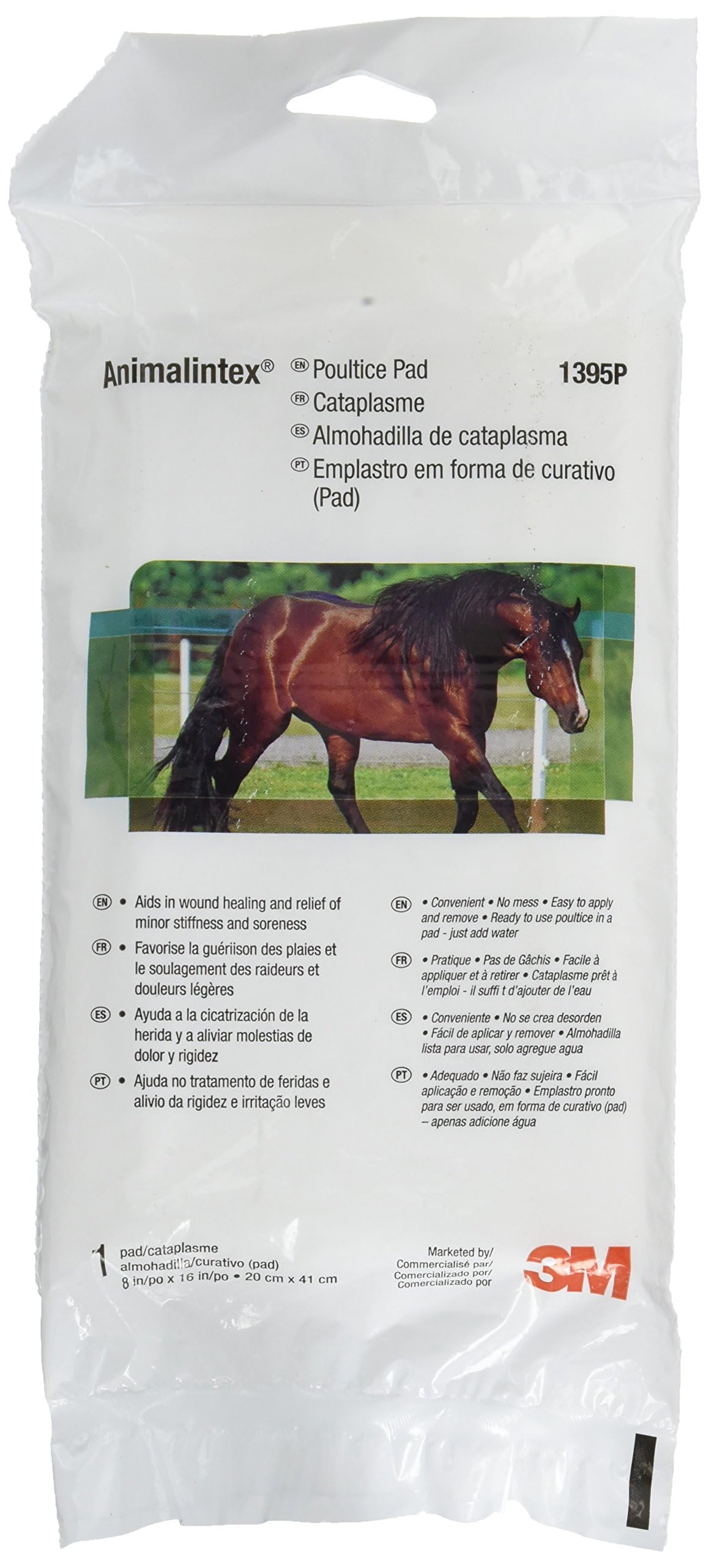3M Animalintex Hoof & Wound Poultice Pad, 8" x 16" – Hot/Cold Veterinary Dressing for Horses