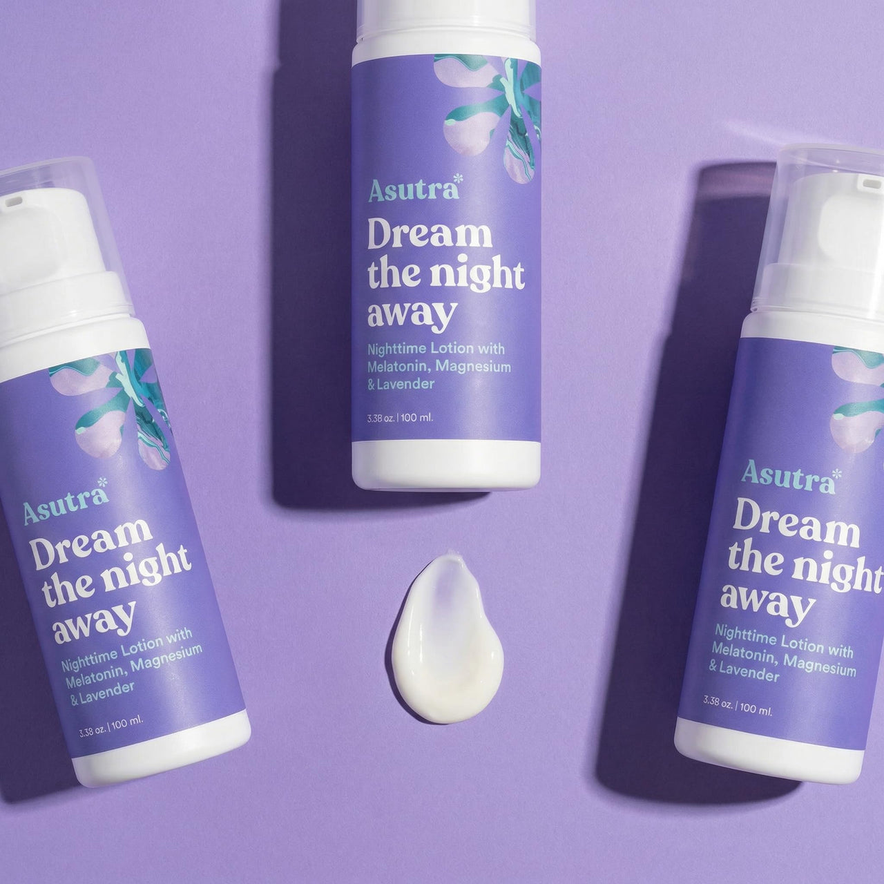 ASUTRA Dream the Night Away Magnesium Lotion for Sleep, Magnesium Cream for Sleep with Melatonin & Shea Butter, Nighttime Lotion Relaxation (Lemongrass, 3.4 fl oz)