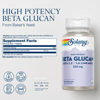 Thumbnail for SOLARAY Beta Glucan Supplements - Immune Support - Heart and Digestive Support with Beta Glucan Fiber from Baker's Yeast - High Potency, 60-Day Guarantee - 30 Servings, 30 VegCaps
