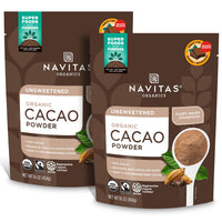 Thumbnail for Navitas Organics Cacao Powder - Cocoa Powder Substitute 1:1, For Hot Chocolate, Baking & More - Regenerative Organic Certified, Non GMO, Fairtrade, Gluten Free, Non-alkalized (16oz. Bag, Pack of 2)