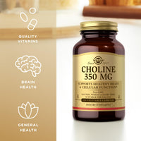 Thumbnail for Solgar Choline 350 mg - 100 Vegetable Capsules, Pack of 2 - Non-GMO, Vegan, Kosher - 200 Total Servings