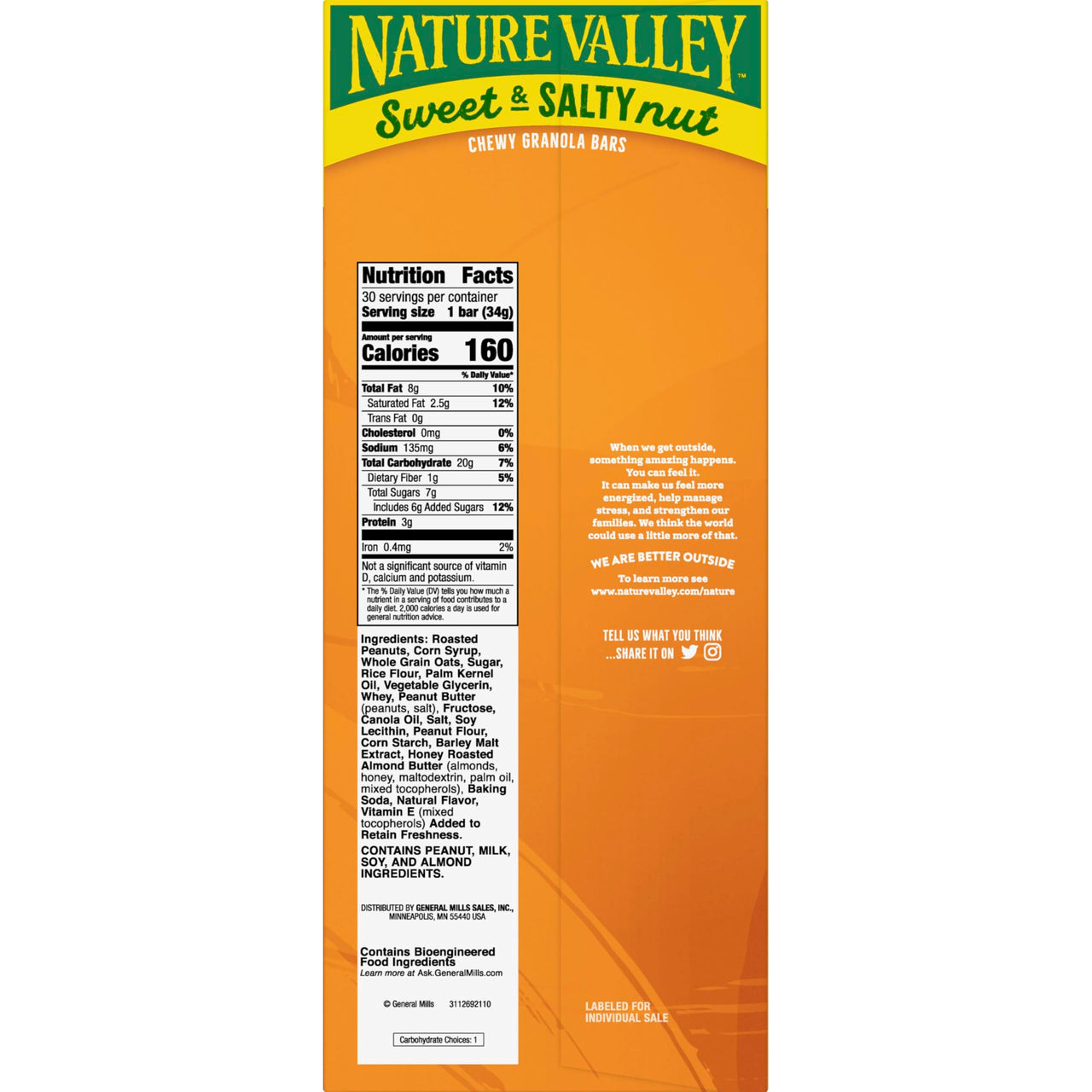 Nature Valley Sweet and Salty Granola Bars, Peanut, 30 Bars, 36 OZ