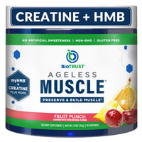 Thumbnail for BioTrust Ageless Muscle Builder - Creatine HMB Powder with Vitamin D3 & Betaine - Build & Preserve Naturally Declining Muscle Mass & Strength - Fruit Punch, 30 Servings