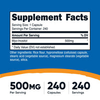 Thumbnail for Nutricost Inositol Capsules 500mg, 240 Capsules - Veggie Capsules, Non-GMO, Gluten Free (Myo-Inositol)