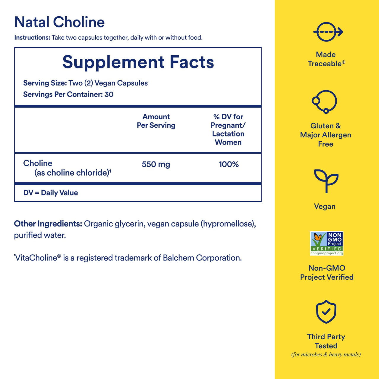 Ritual Natal Choline Supplement, 550mg, Supports Baby’s Cognitive Function When Taken During Pregnancy and Choline Content in Breastmilk*, 30 Day Supply