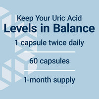 Thumbnail for Life Extension Uric Acid Control, Promotes Healthy uric Acid Balance, Joint Health, discomfort Relief, Gluten Free, Non-GMO, Vegetarian, 60 Capsules