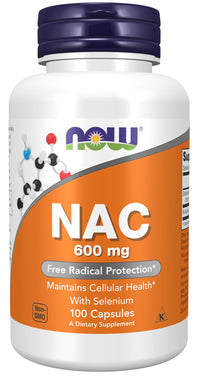 Thumbnail for NOW Supplements, NAC (N-Acetyl Cysteine) 600 mg with Selenium 100 Capsules