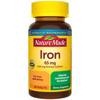 Thumbnail for Nature Made Iron 65 mg (325 mg Ferrous Sulfate) Tablets, Iron Supplements, Dietary Supplement for Red Blood Cell Support, 180 Tablets, 180 Day Supply