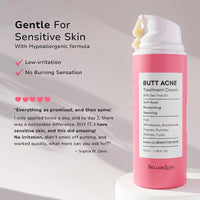 Thumbnail for BellamiLuxx Butt Acne Clearing Treatment Cream: Body Acne Treatment for Folliculitis and Pimples on Buttocks, Thighs, and Body with 2% Salicylic Acid & Tea Tree Oil - Butt Cream for Smooth Skin