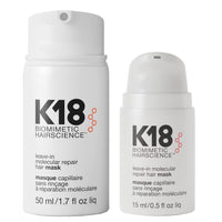 Thumbnail for K18 Leave-In Repair Hair Mask, 4-Minute Speed Treatment, Renews Hair Damage From Color, Chemical Services Heat (1 of each 50ml & 15ml).