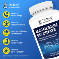 Thumbnail for Dr. Berg Maximum Strength 4-in-1 Chelated Magnesium Glycinate with Clean, Potent & Pure Ingredients | 4X Lab-Tested & Verified | USA Formulated Magnesium Supplement Capsules | 90 Capsules