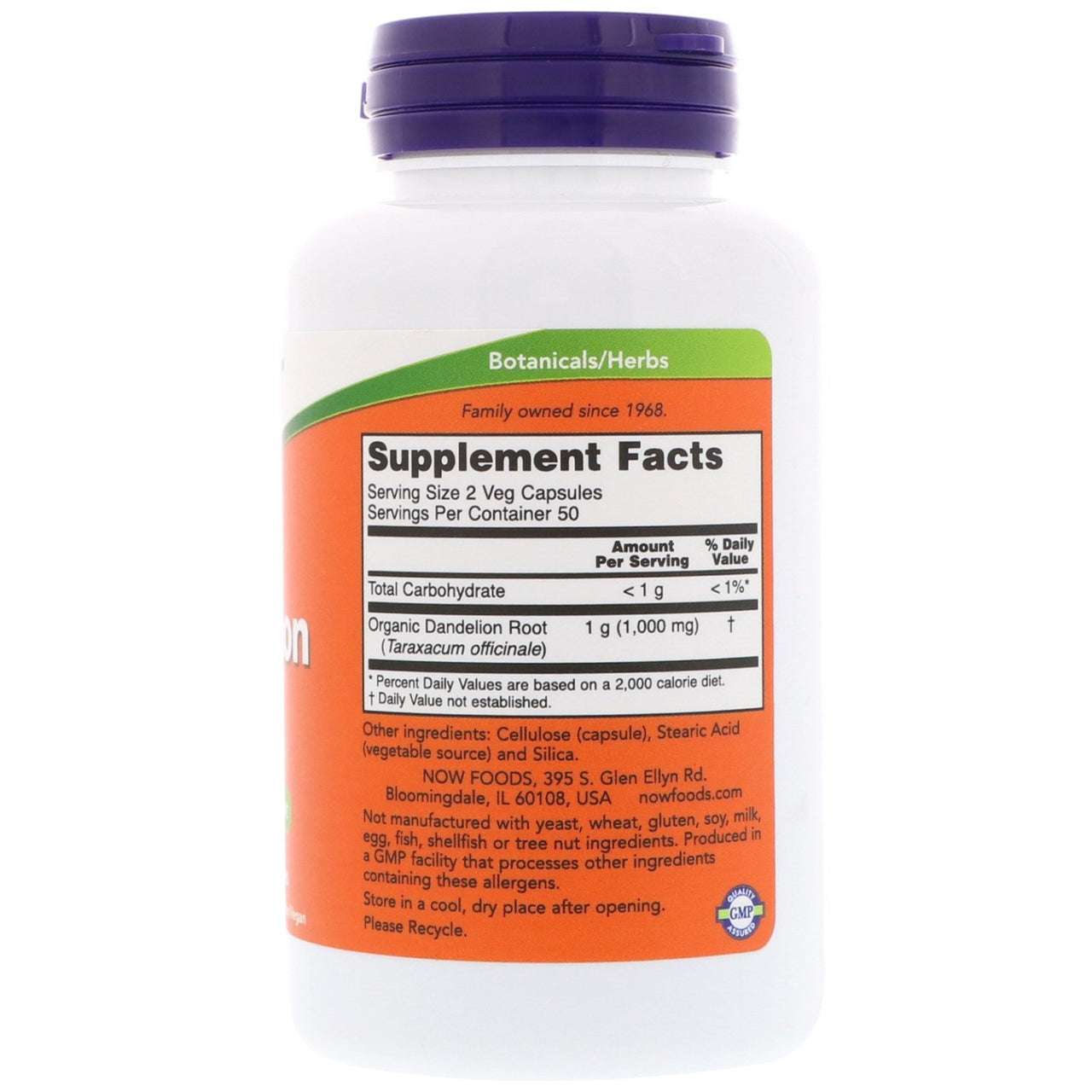 NOW Dandelion Root 500mg, 100 Capsules (Pack of 3)