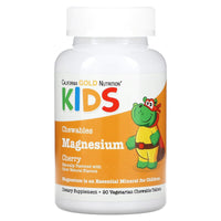 Thumbnail for California Gold Nutrition Chewable Magnesium for Children, Cherry, 90 Vegetarian Tablets (50 mg per Tablet)