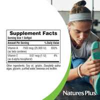 Thumbnail for NaturesPlus Natural Beta Carotene - 25,000 IU Vitamin A & Vitamin E - 90 Softgels - Eye Supplement, Antioxidant, Aids in Free Radical & Natural Cellular Defense - Gluten Free - 90 Servings