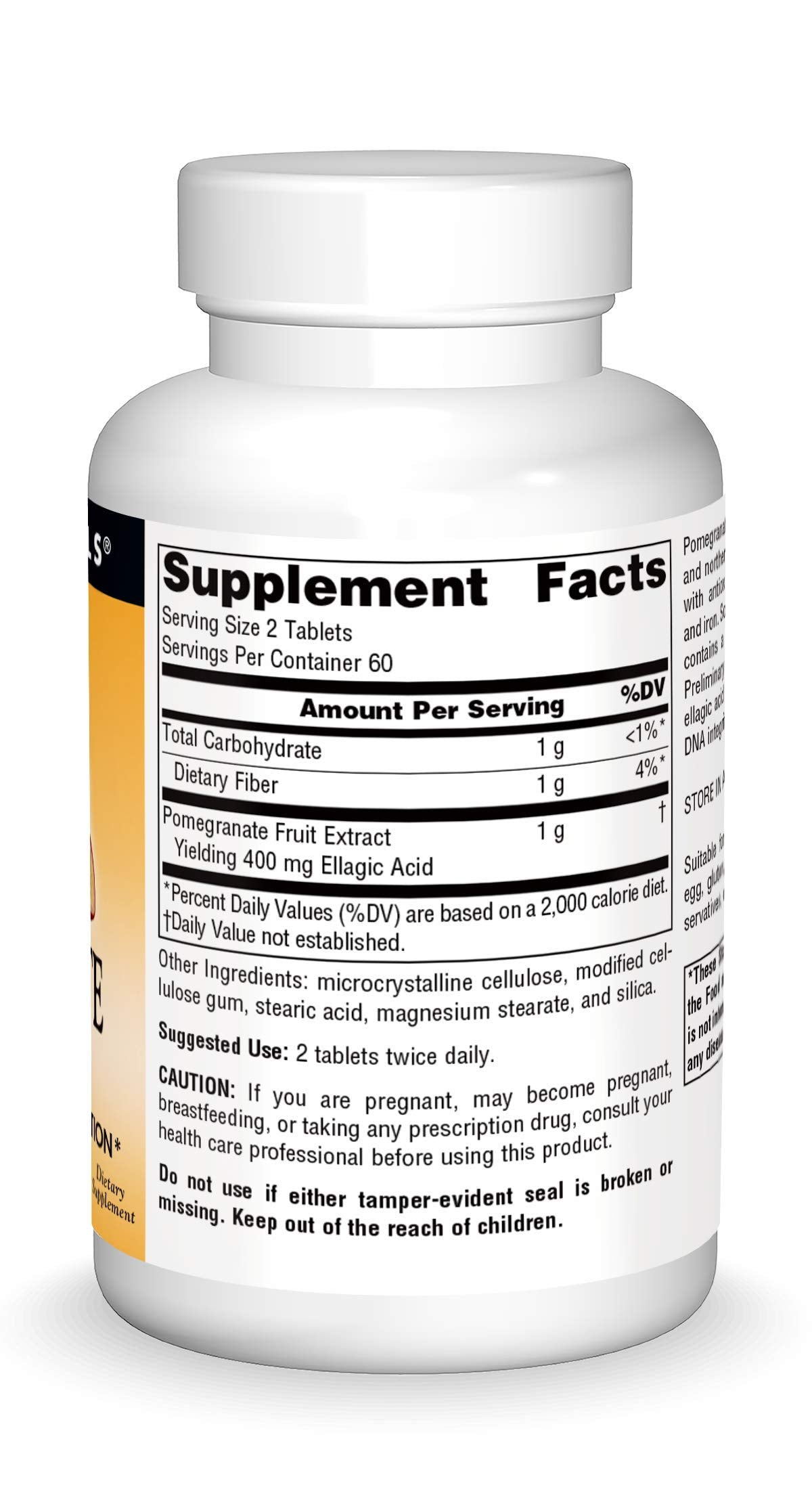 Source Naturals Pomegranate Extract 500mg Complete Whole Fruit Ellagic Acid Antioxidant & Added Fiber - 120 Tablets