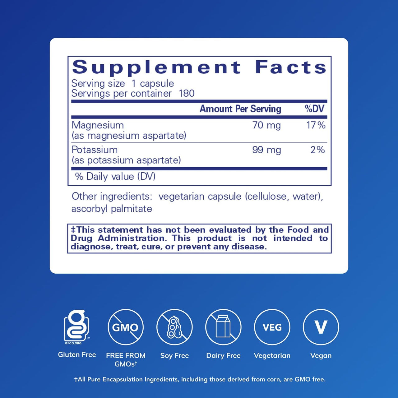 Pure Encapsulations Potassium Magnesium (Aspartate) | Supplement to Support Heart, Muscular, Bone, and Nerve Health* | 180 Capsules