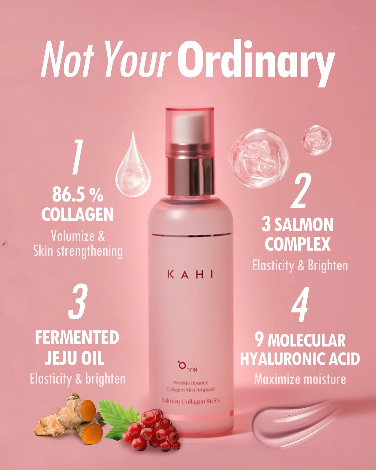 KAHI Fine Line Bounce Collagen Serum Facial Mist Ampoule Korean Skin Care | Hydrating Face Mist Daily Face Serum | Facial Mist Spray Hydration Daily Moisturizer for Face 4.06 fl oz