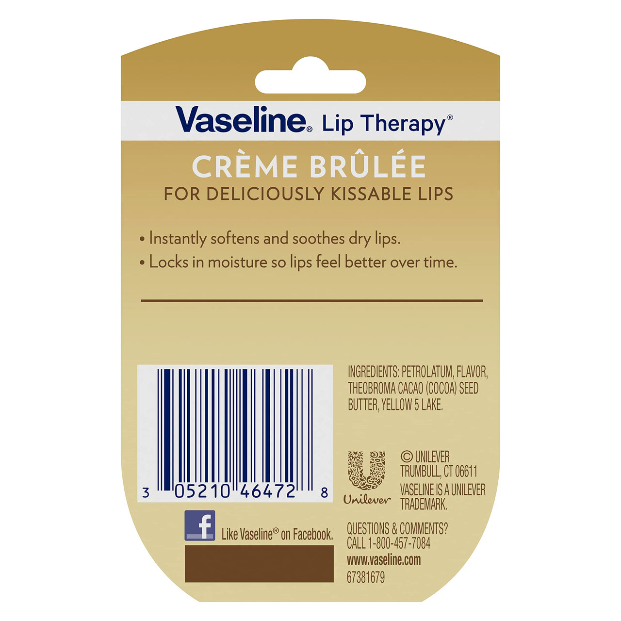 Vaseline Lip Therapy Crème Brûlée 6-Pack – Mini Lip Balms for Soft, Deliciously Kissable Lips, 0.25 Oz Ea