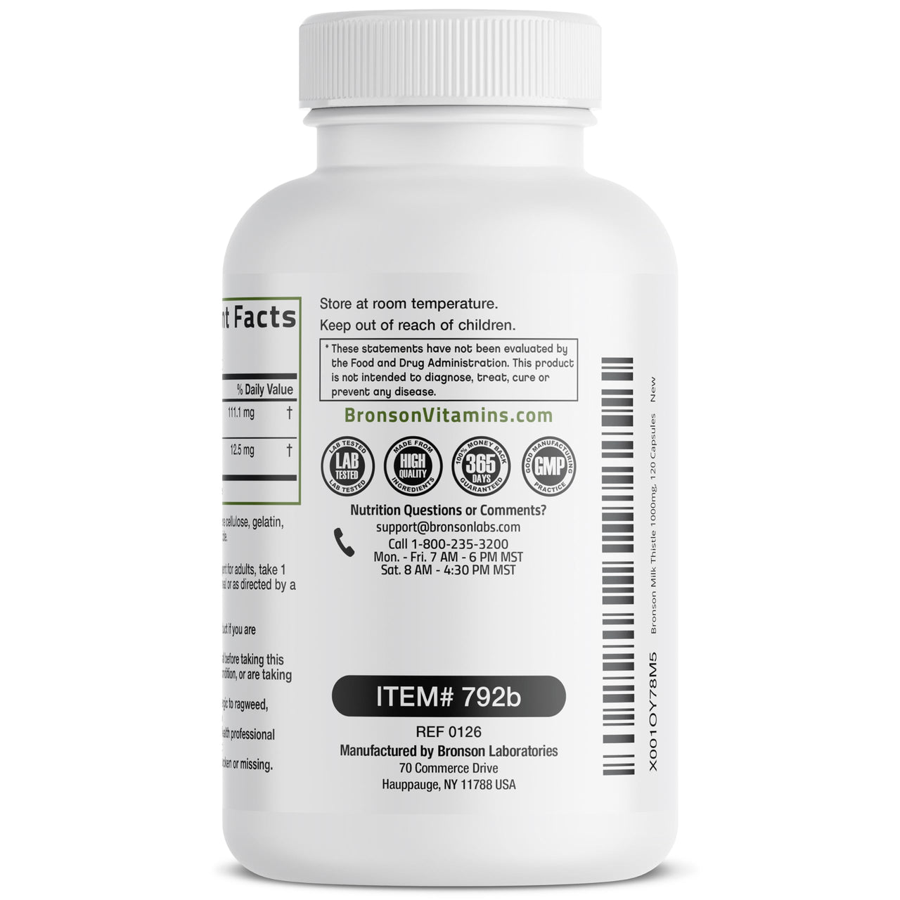 Bronson Milk Thistle Silymarin Marianum & Dandelion Extract Liver Health Support, Antioxidant Support, Detox, 120 Capsules