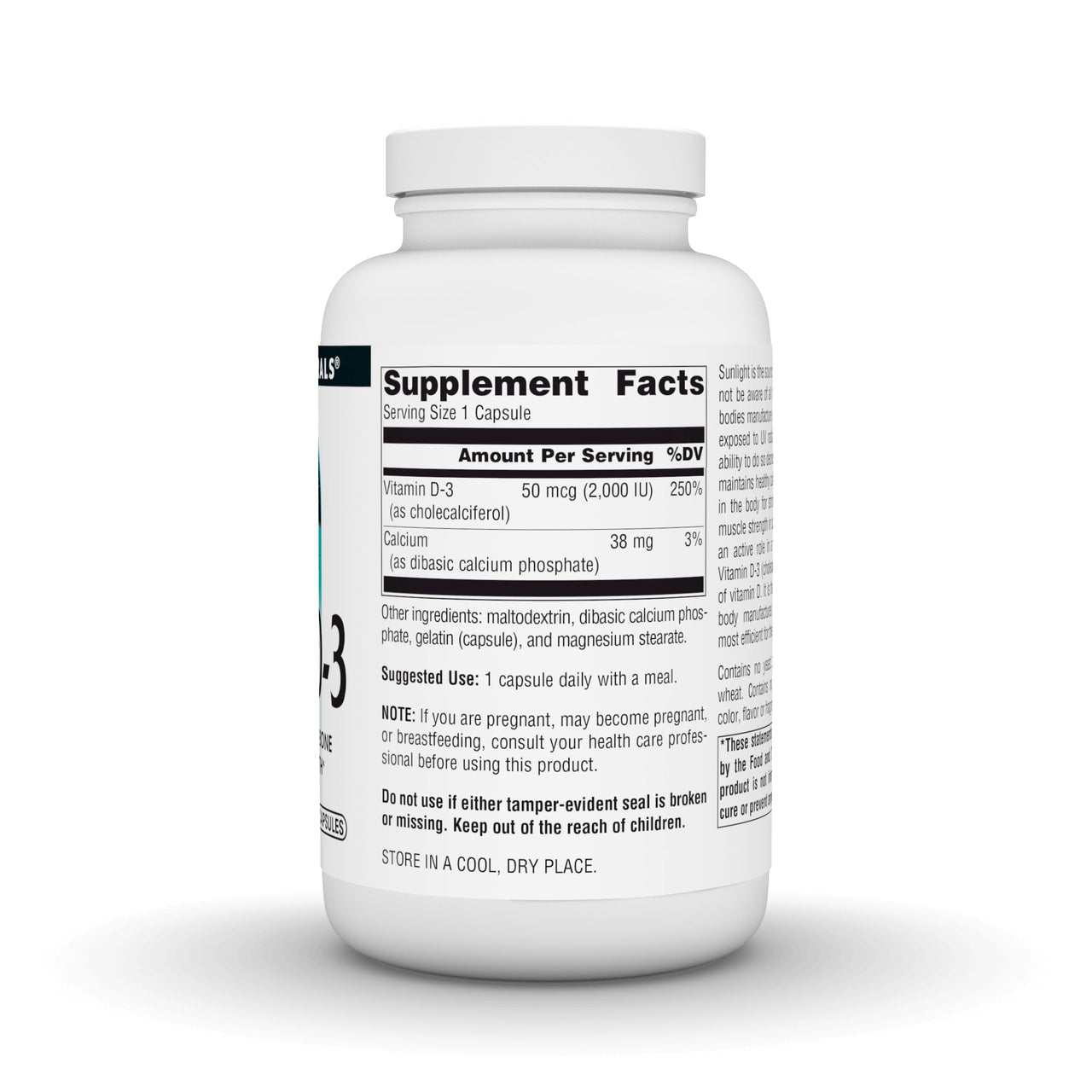 Source Naturals Vitamin D-3, Bioactive Form for Bone & Immune Health*, 50mcg (2000 iu) - 400 Capsules