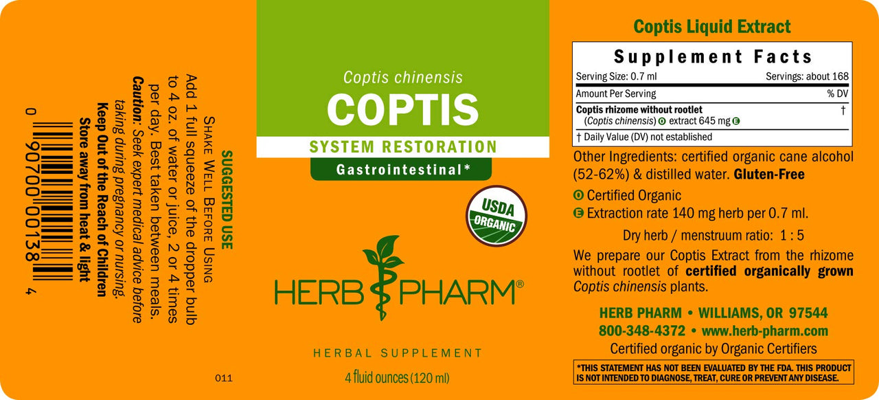 Herb Pharm Coptis Extract for Digestive Support - 4 Ounce