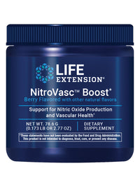 Thumbnail for Life Extension NitroVasc™ Boost, Blood Flow Supplement, Nitric Oxide Support, Heart Health, Cardiovascular Support, L-arginine, Gluten-Free, Non-GMO, Vegetarian, 1 Scoop, 30 Servings