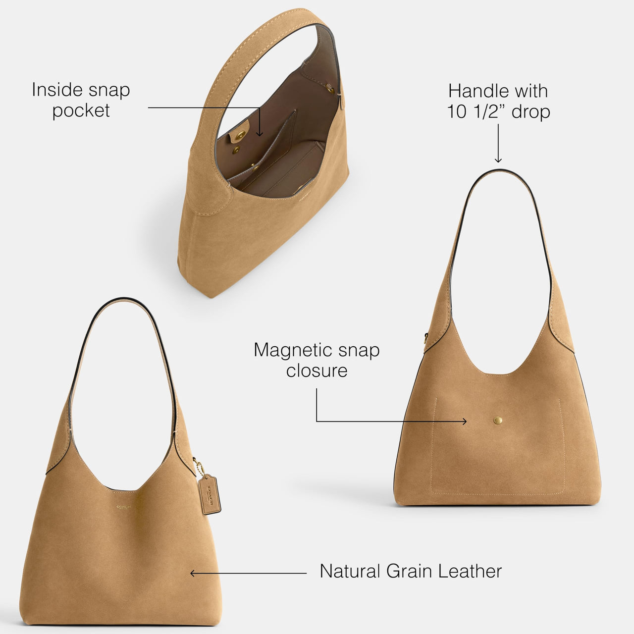 Coach Suede Brooklyn Shoulder Bag 28, B4/Sand