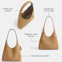 Thumbnail for COACH Women's Suede Brooklyn Shoulder Bag 28, B4/Sand, One Size