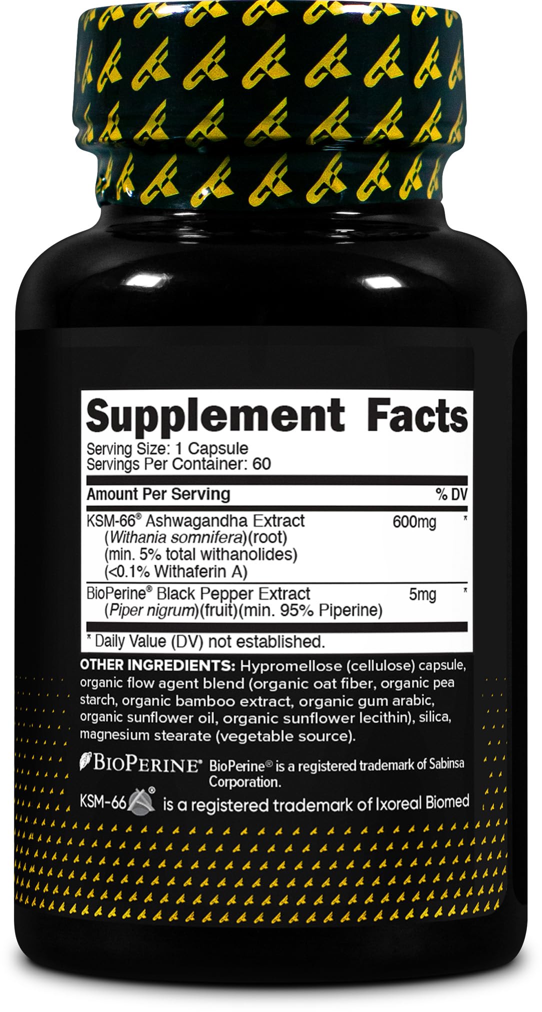 Primaforce KSM-66 Ashwagandha Root Extract (600mg) 60 Veggie Capsules - 5% Withanolides with BioPerine