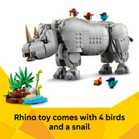 Thumbnail for LEGO Creator 3 in 1 Wild Animals: Majestic Rhino with Birds Building Toys for Kids - Safari Pretend Play Toys for Girls & Boys, Ages 9+ - Gift for Birthdays - 31171
