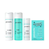 Thumbnail for Proactiv 3 Step Acne Treatment w/ Pimple Patches - Benzoyl Peroxide Face Wash, Repairing Acne Spot Treatment for Face and Body, Exfoliating Toner - 90 Day Complete Acne Skin Care Kit + Pimple Patches